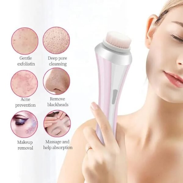 0032 Facial Cleansing Brush, 3-in-1 Skin Care face Brush, Silicone Facial Scrubber Manual - Image 4