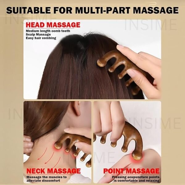 Wooden wide tooth comb scalp / hair massager for hair growth - Image 2