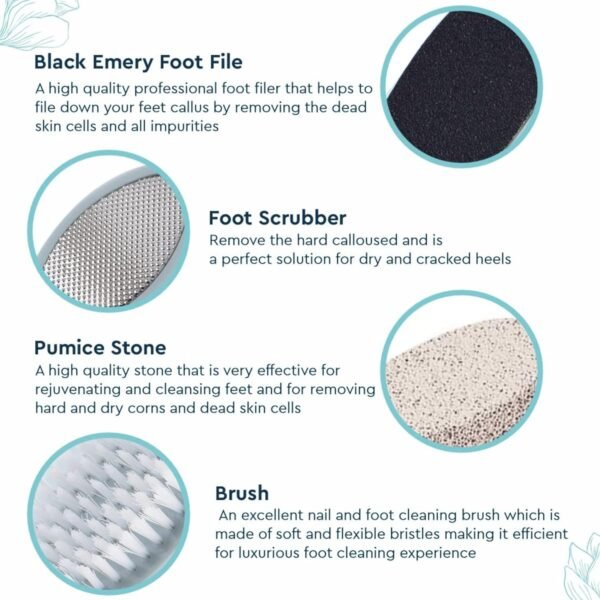 0046 Pedicure Set For Dead Skin Removal - Pumice Stone, Foot Brush, 4 in1 Pedicure Solution - Image 3