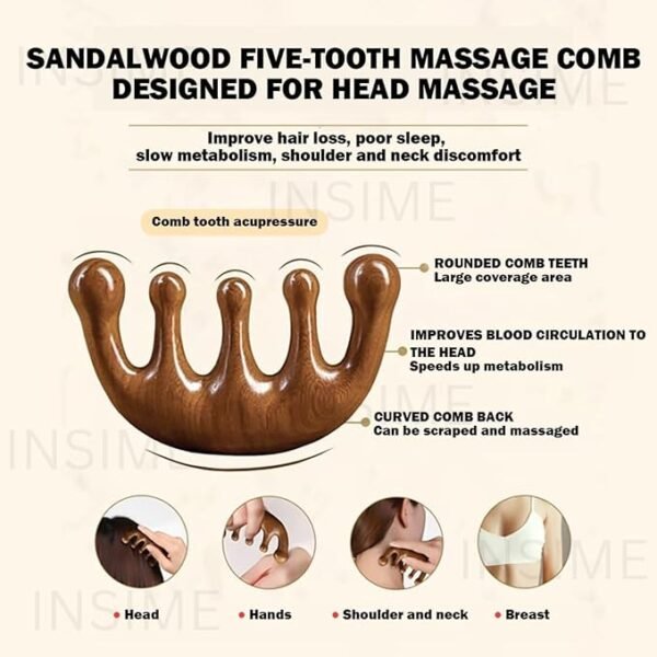 Wooden wide tooth comb scalp / hair massager for hair growth - Image 4