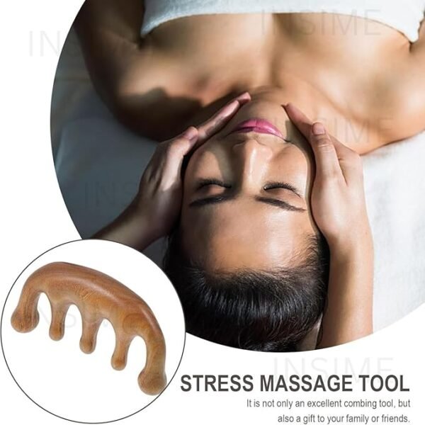 Wooden wide tooth comb scalp / hair massager for hair growth - Image 3