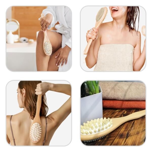 Body Brush - Eco-Friendly Exfoliating Body Scrubber with Long Handle - Image 2